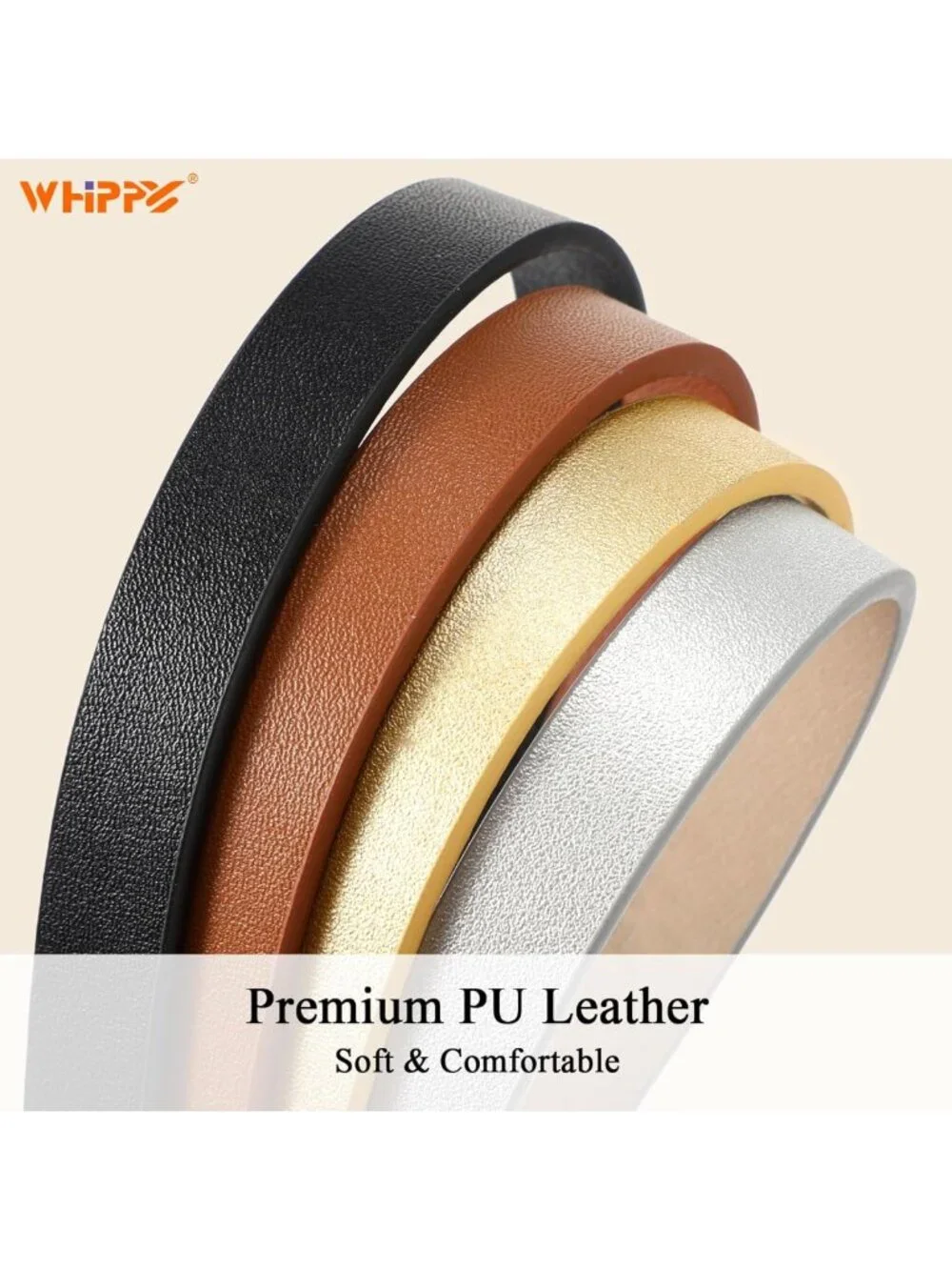 Set of 4 Women's Skinny Leather Belts - Thin Waist Belts with Metal Buckle for